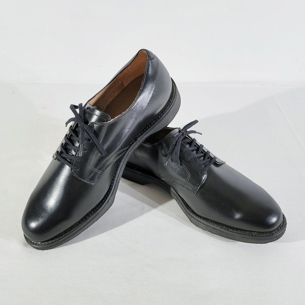 New WORK AMERICA Mens US 11 3E WIDE Black Leather Service Work Shoes Oxford NWOT